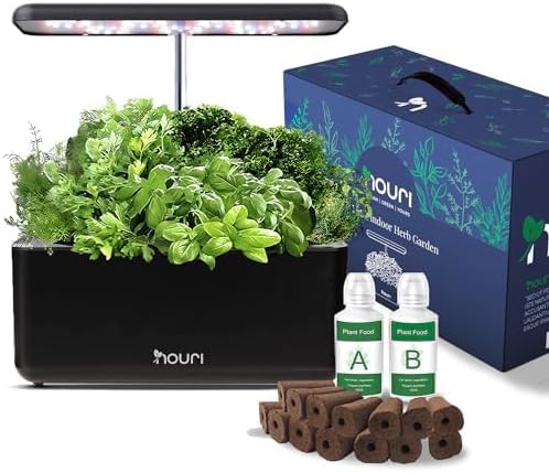 Nouri Smart Garden 12 Pods for Home Cooks | With App | Hydroponics Growing System | LED Grow Lights | Indoor Herb Garden Kit | Herb Growing Kit indoors for Home & Kitchen Gardening (BLACK)