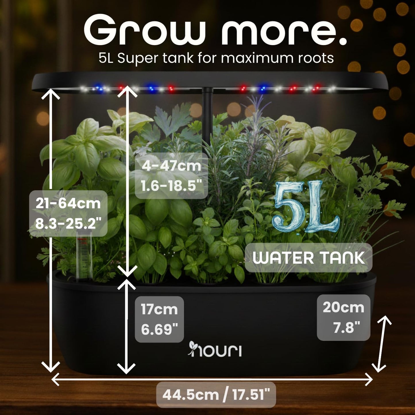 Nouri 5/7/12 pod APP/Smart Garden for Home Cooks | Hydroponics Growing System | LED Grow Lights | Indoor Herb Garden Kit | Herb Growing Kit Indoors for Plant Lovers, Gardeners, Kitchen