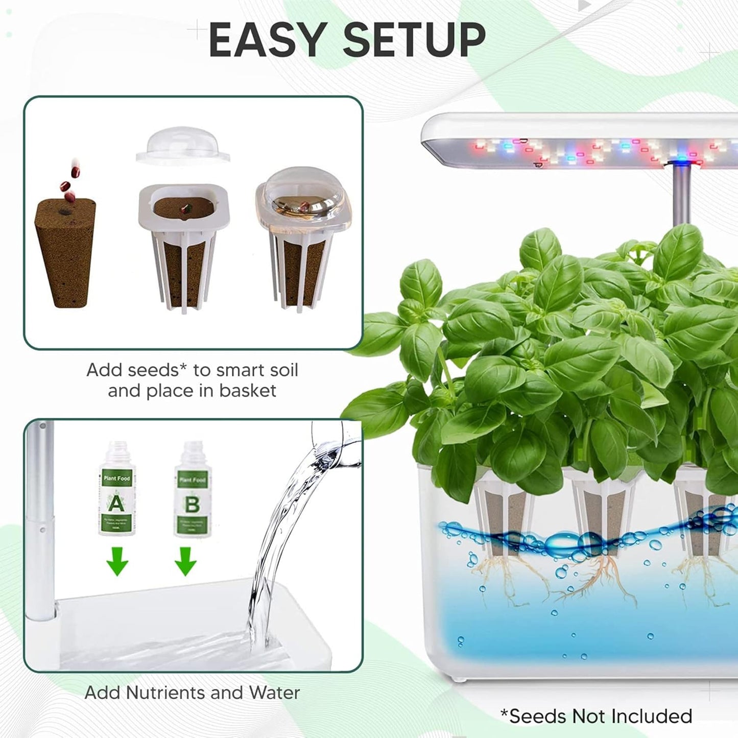 Nouri Hydroponic Liquid Plant Food Fertilizer A and B Nutrients, Hydroponic Growing System Accessory for Indoor Plants, Liquid Fertilizer for Indoor Vegetables Plants, Herb Garden and Flowering Plants