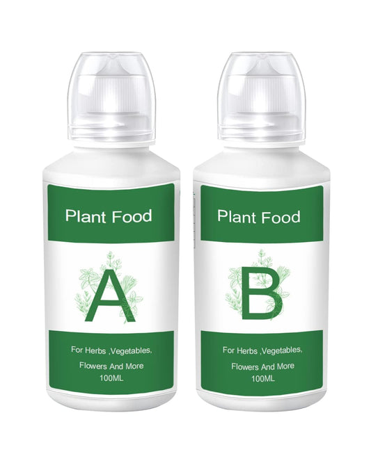 Nouri Hydroponic Liquid Plant Food Fertilizer A and B Nutrients, Hydroponic Growing System Accessory for Indoor Plants, Liquid Fertilizer for Indoor Vegetables Plants, Herb Garden and Flowering Plants