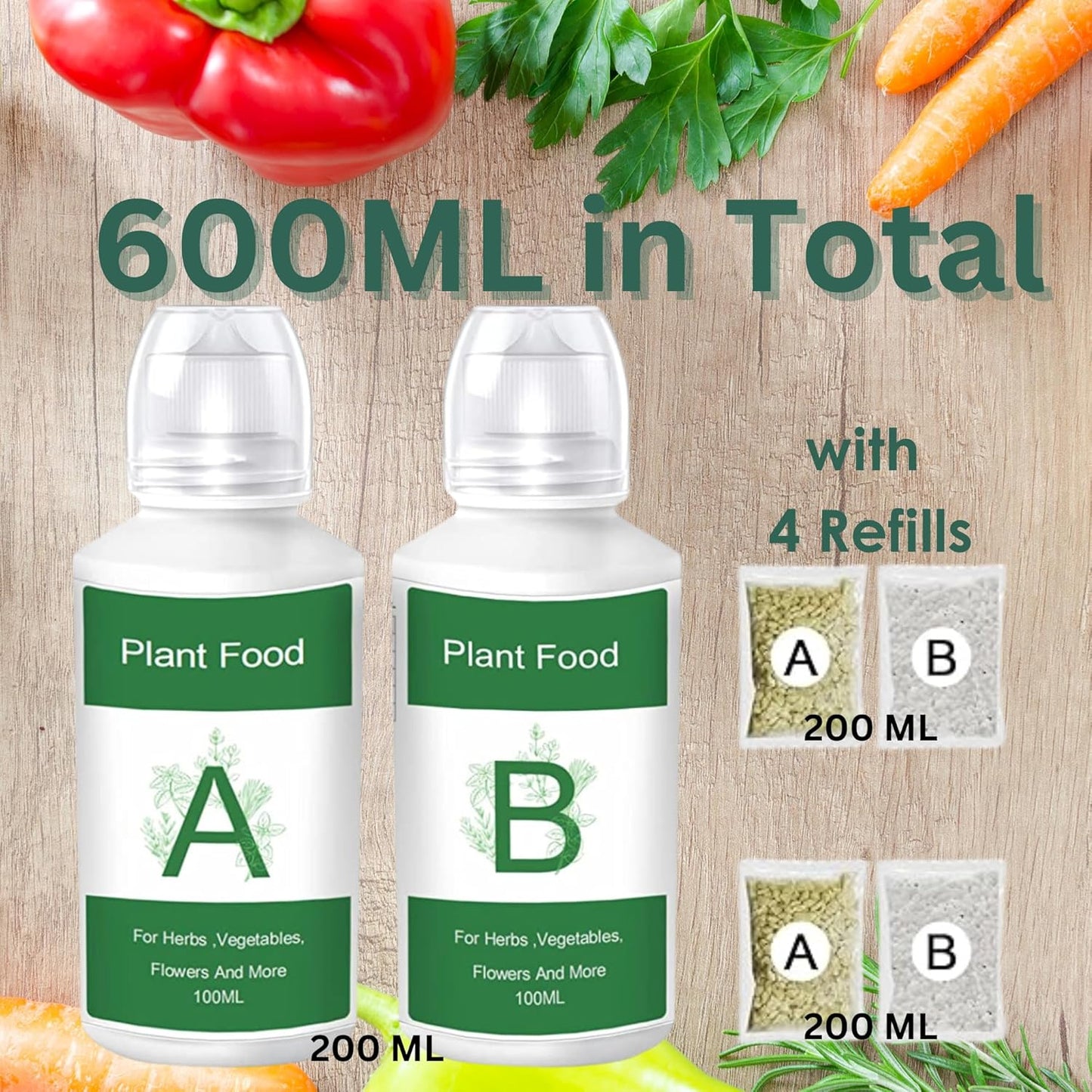 Nouri Hydroponic Liquid Plant Food Fertilizer A and B Nutrients, Hydroponic Growing System Accessory for Indoor Plants, Liquid Fertilizer for Indoor Vegetables Plants, Herb Garden and Flowering Plants