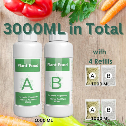 Nouri Hydroponic Liquid Plant Food Fertilizer A and B Nutrients, Hydroponic Growing System Accessory for Indoor Plants, Liquid Fertilizer for Indoor Vegetables Plants, Herb Garden and Flowering Plants