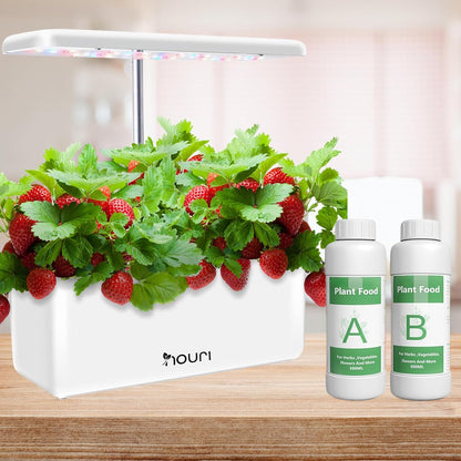 Nouri Hydroponic Liquid Plant Food Fertilizer A and B Nutrients, Hydroponic Growing System Accessory for Indoor Plants, Liquid Fertilizer for Indoor Vegetables Plants, Herb Garden and Flowering Plants