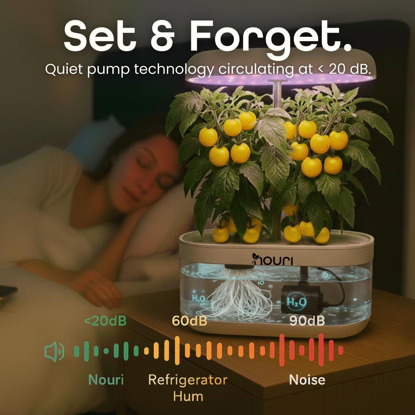 Nouri 5/7/12 pod APP/Smart Garden for Home Cooks | Hydroponics Growing System | LED Grow Lights | Indoor Herb Garden Kit | Herb Growing Kit Indoors for Plant Lovers, Gardeners, Kitchen