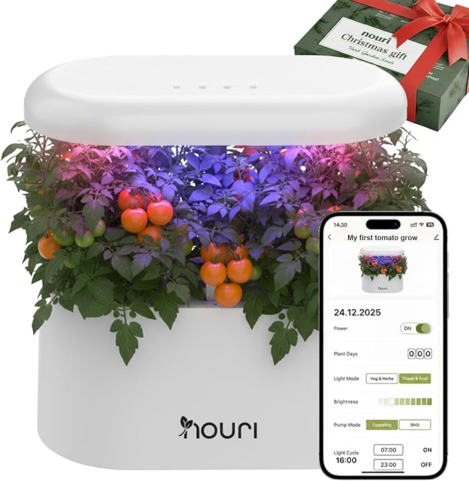 Nouri 5/7/12 pod APP/Smart Garden for Home Cooks | Hydroponics Growing System | LED Grow Lights | Indoor Herb Garden Kit | Herb Growing Kit Indoors for Plant Lovers, Gardeners, Kitchen