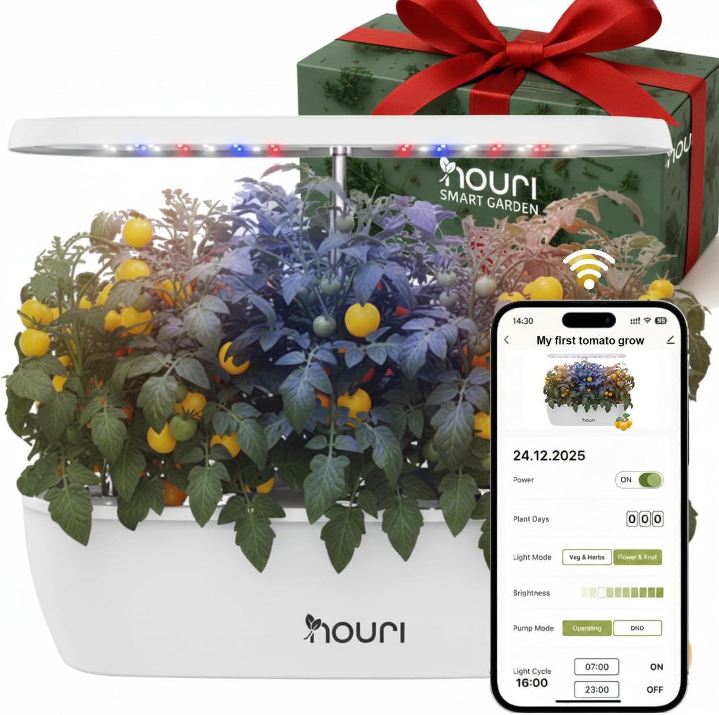 Nouri 5/7/12 pod APP/Smart Garden for Home Cooks | Hydroponics Growing System | LED Grow Lights | Indoor Herb Garden Kit | Herb Growing Kit Indoors for Plant Lovers, Gardeners, Kitchen